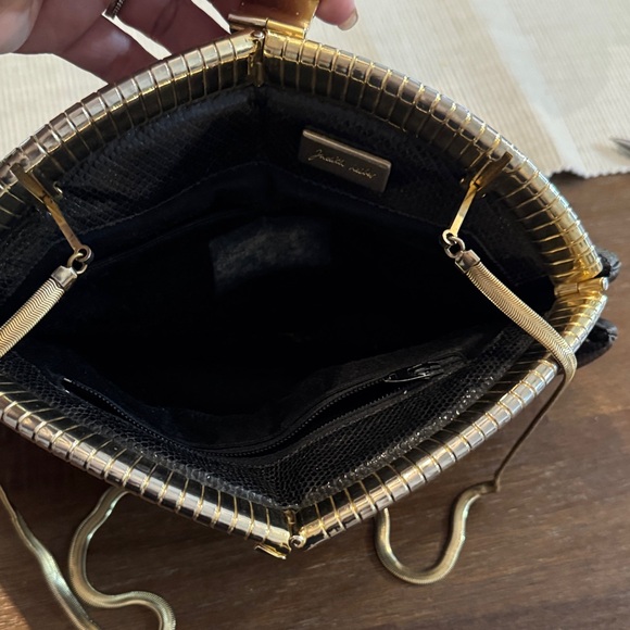 Judith Leiber Black Clutch with Gold Trim - Picture 3 of 6